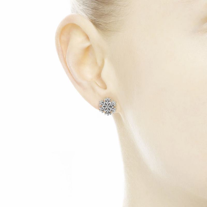 Pandora Snowflake Stud Earrings Ireland - Sterling Silver/Cubic Zirconia - 346980NXV